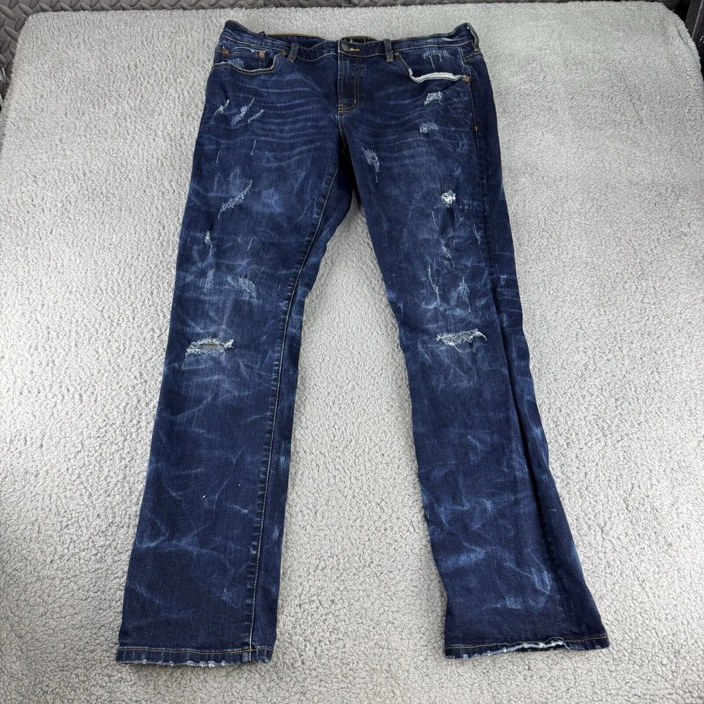 Remix by Rock Revival Destroyed Blue Alt Straight Men's Jeans 36x30.5 Preppy
